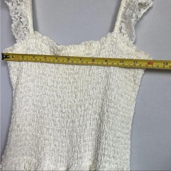 Maeve Anthropologie Dress Sz S Anastasia Cream Lace Ruffled Smock Whimsical READ - Picture 8 of 16